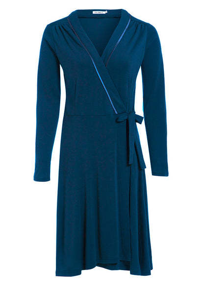 Outsider wrap dress merino wool in teal ...